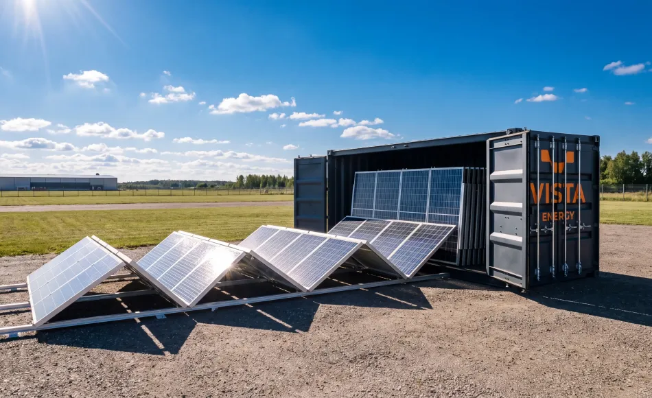 Übergabepunkt zwischen Solarcontainer und Betriebsgebäude